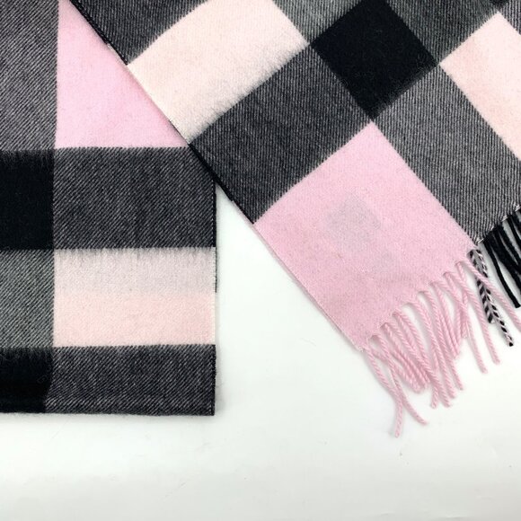 Burberry Pink Check Cashmere Fringe Scarf - Picture 5 of 9